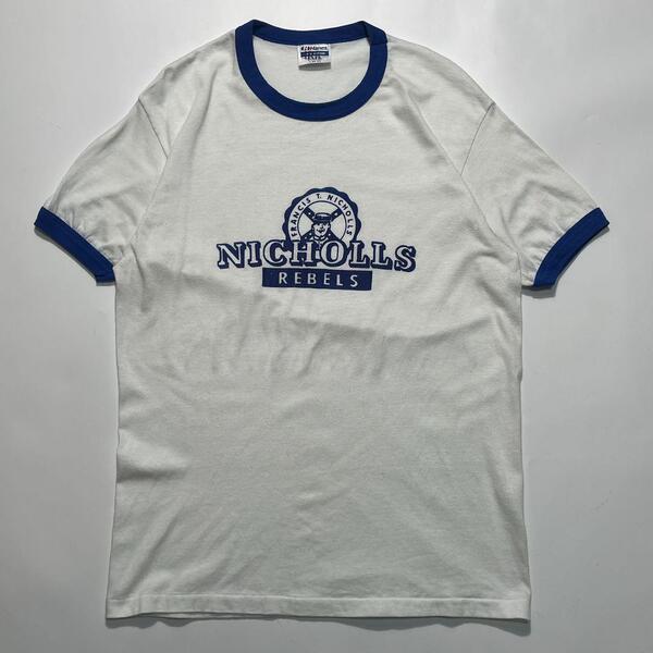 80's Hanes ヘインズ USA製 アメリカ製 ビンテージリンガーTシャツ 白 ホワイト L シングルステッチ HTK6656