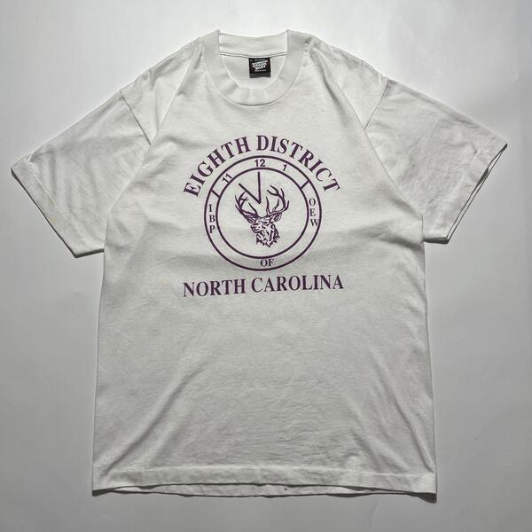 90's スクリーンスターズ USA製 アメリカ製 ビンテージTシャツ L ホワイト シングルステッチ ノースカロライナ HTK6671