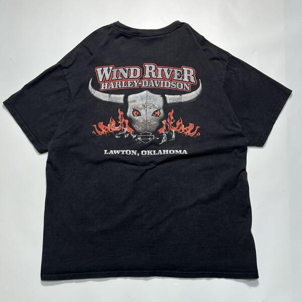 HARLEY DAVIDSON ハーレーダビッドソン ハーレーTシャツ XL 黒 ブラック フレイムス ゴールデンサイズ HTK6680