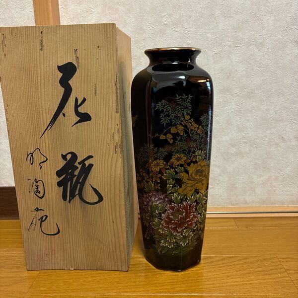 未使用 九谷焼 明陶苑 花瓶 木箱あり 昭和レトロ アンティーク