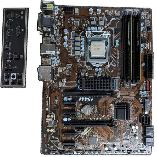 【中古】MSI Z270-S01A(BTOモデル) + CPU(i7 6700K)メモリ(16GB)SSD(128GB)セット