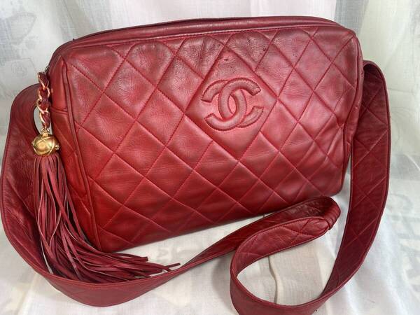 CHANEL マトラッセ フリンジ レザー ストラップ ショルダー バッグ 63