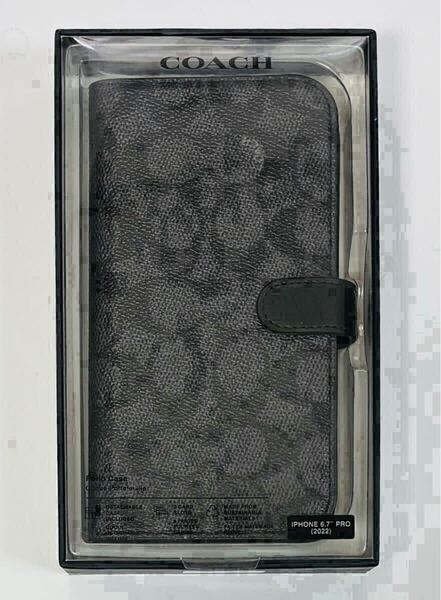 新品 送料無料 COACH iphone14 pro max ケース 手帳型 コーチ スマホケース CIPH-125-SCBLK
