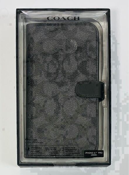 新品 送料無料 COACH iphone14 pro max ケース 手帳型 コーチ スマホケース CIPH-125-SCBLK
