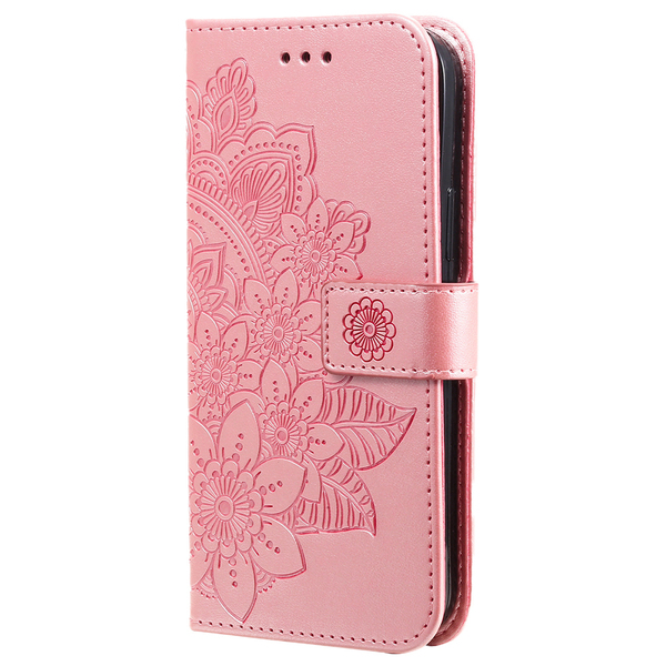 iPhone 7 8 SE2 SE3 SE (第2世代/第3世代) ケース スマホ 手帳型 カードケース 曼荼羅模様 花柄 フラワー ローズゴールド アイフォン