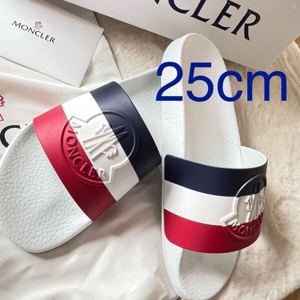 新品未使用 箱入り Moncler Rubber Sliders BASILE 25cm モンクレール メンズ 2024SS ラバーサンダル シャワーサンダル ホワイト 25cm 40