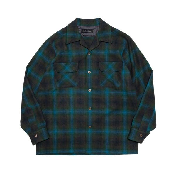 新品 Subculture WOOL CHECK SHIRT / GREEN 2 ウール