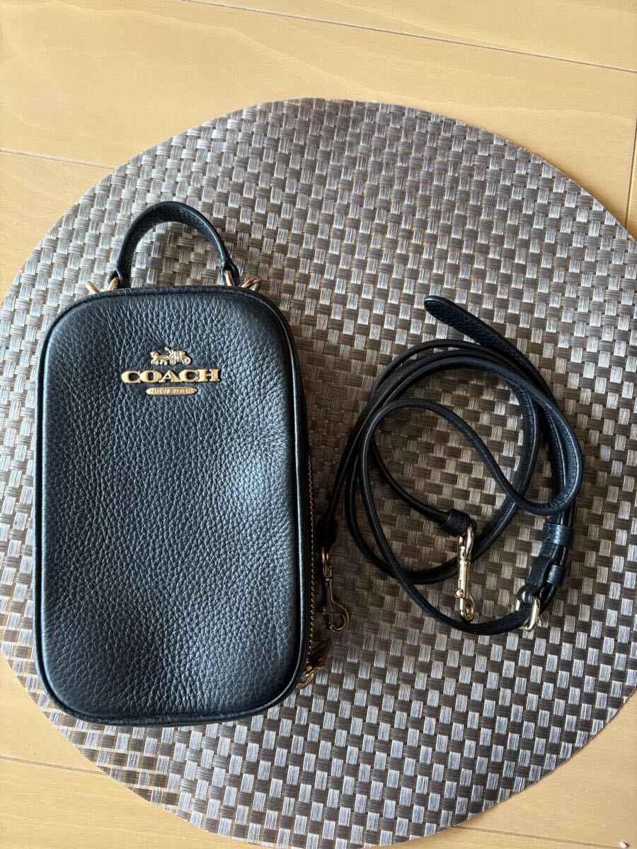 COACH コーチ スマホケース ショルダーバッグ 財布 ブラック 黒色