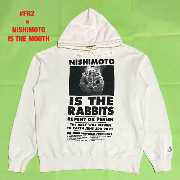 【希少】#FR2×NISHIMOTO IS THE MOUTH コラボパーカー 刺繍ロゴ ラビット エフアールツー ニシモトイズザマウス 両面プリント
