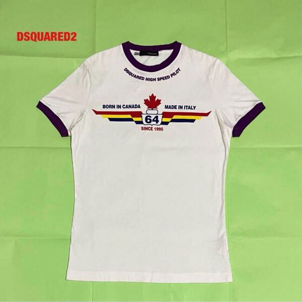 【希少】DSQUARED2 ディースクエアード リンガーTシャツ メープル ダメージ加工 メンズ レディース ユニセックス イタリア製
