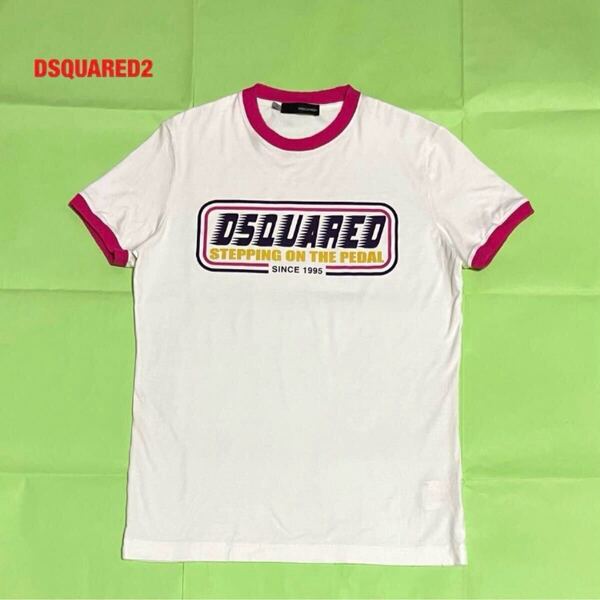 【希少】DSQUARED2 ディースクエアード リンガーTシャツ ボックスロゴ ダメージ加工 メンズ レディース ユニセックス イタリア製