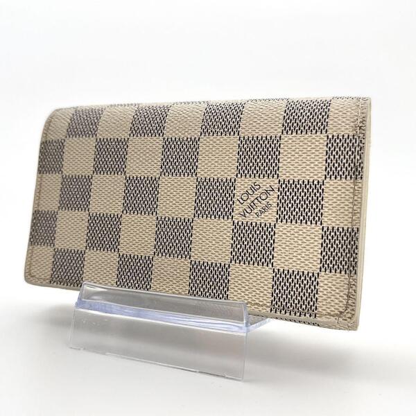 ルイ ヴィトン 二つ折り財布 トレゾール ダミエ アズール L字ファスナー ビトン ビィトン LOUIS VUITTON