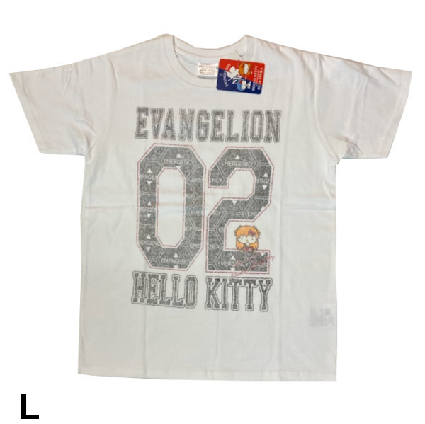 即決新品 ハローキティ エヴァンゲリオン コラボ 半袖Tシャツ ホワイト L KITTY REI ASUKA 送料無料