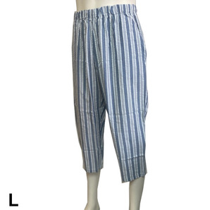 即決新品 メンズ 7分パンツ くつろぎホームパンツ ライトブルー L 綿100% 送料無料