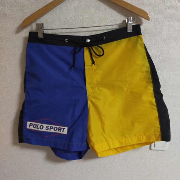 POLO SPORT RALPH LAUREN ポロスポーツ ラルフローレン 90s サーフショーツ ナイロン ショートパンツ L クレイジーカラー マルチカラー