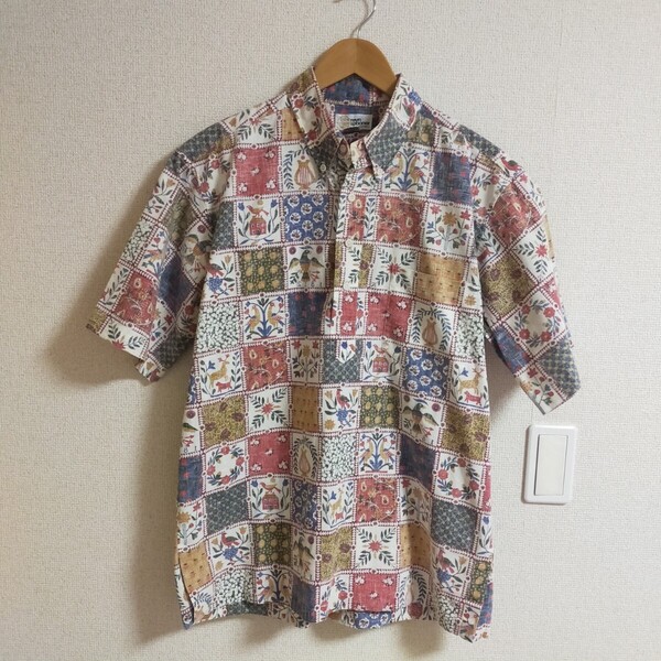 REYN SPOONER レインスプーナー 70s 乳首タグ ヴィンテージ アロハシャツ 半袖 プルオーバー L マルチカラー