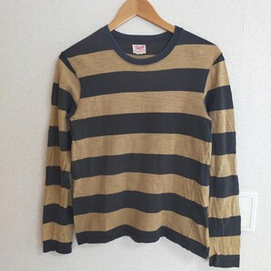 THE REAL McCOY'S リアルマッコイズ BUCO ブコ ボーダーカットソー 長袖Tシャツ S相当 ブラウン×ブラック