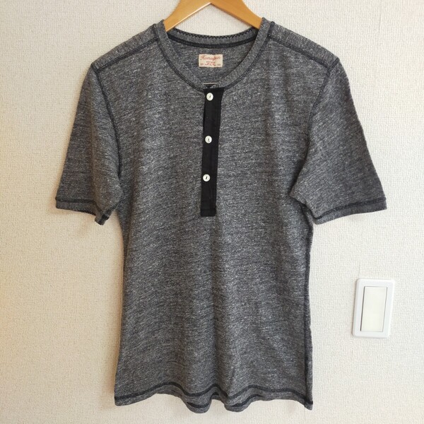 HOMESPUN ホームスパン カナダ製 ヘンリーネック 半袖Tシャツ XL 霜降りグレー