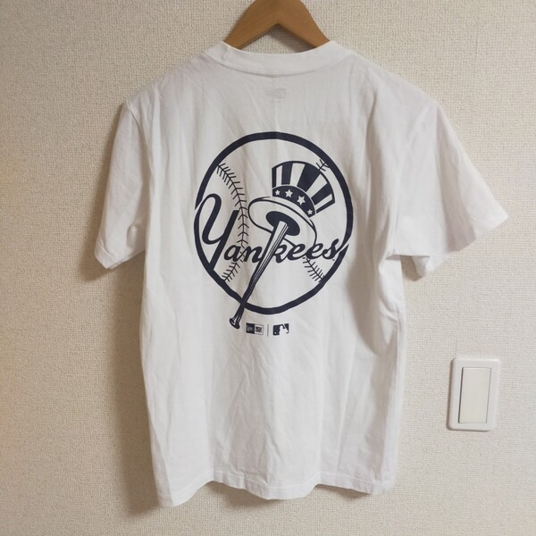NEW ERA ニューエラ ニューヨークヤンキース 両面プリント 半袖Tシャツ MLB new york yankees M ホワイト(白)