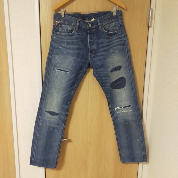 DENIM & SUPPLY RALPH LAUREN デニムアンドサプライラルフローレン リペア加工 ダメージ加工 デニムパンツ ジーンズ W32 インディゴブルー