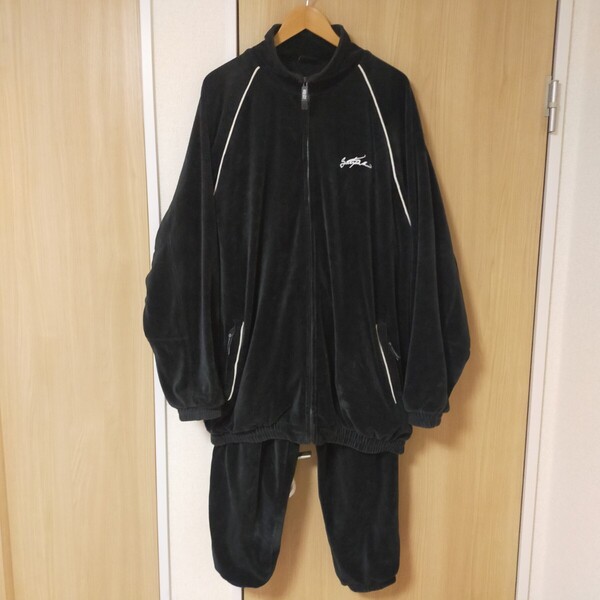 SOUTHPOLE サウスポール 希少 ベロアジャージ セットアップ 上下 トラックジャケット パンツ 90s hiphop B系 XL ブラック(黒)