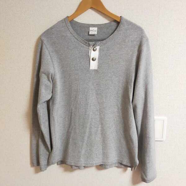 mayo SPRUCE スプルース コンチョボタン ヘンリーネックカットソー 長袖Tシャツ S グレー