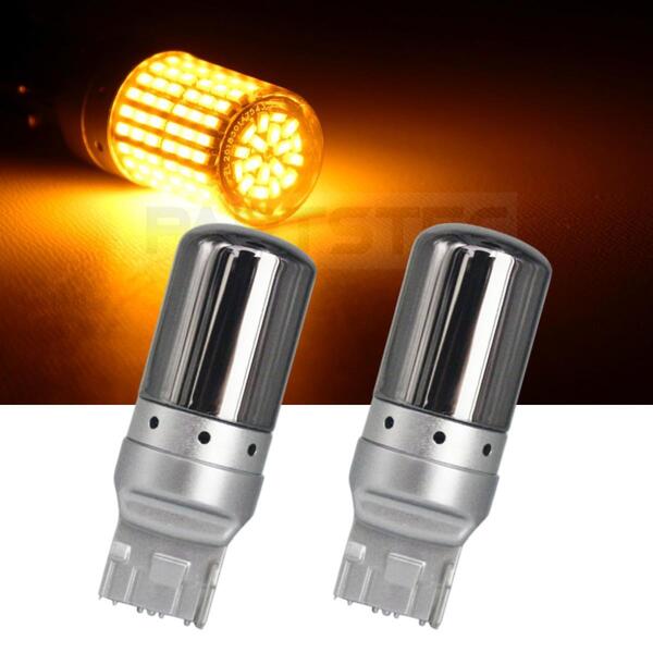 T20 LED ウインカー ステルス バルブ アンバー 2個 セット ハイフラ防止抵抗 内蔵 キャンセラー クローム ウェッジ オレンジ / 158-2x2 NG*