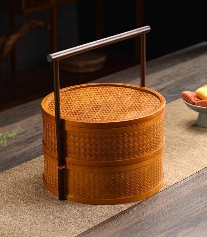 提籃籠☆茶道具☆収納する☆藤編☆工芸品☆手作り☆收納