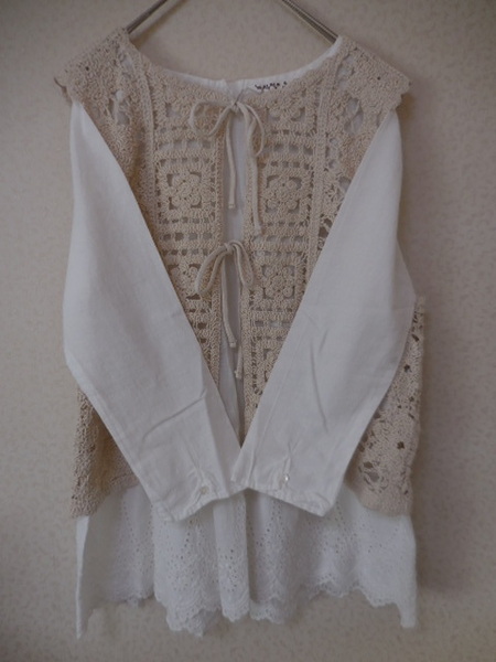 人気完売品☆未使用美品 sm2 かぎ針風前後着ニットベスト 2WAY キナリ 春夏 定価6490円 @5月限定送料無料