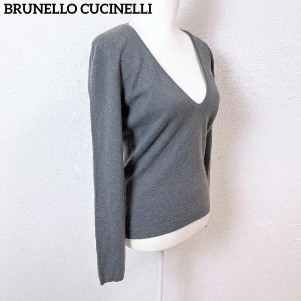【美品】ブルネロクチネリ カシミヤ100% Vネック ニット セーター L