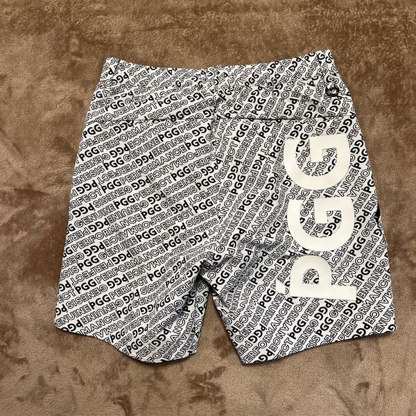 超美品正規品 PGG パーリーゲイツ サイズ4 ストレッチ ハーフパンツ ショートパンツ ホワイト 総柄 真夏に おすすめ 送料無料
