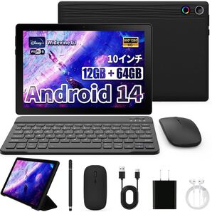 ★タブレット★10インチ★Android14★8コア★12GB+64GB+1TB拡張★Widevine L1 GMS認証 WiFi 6/BT5.2 1280*800IPS 5000mAh USB OTG/無線投影