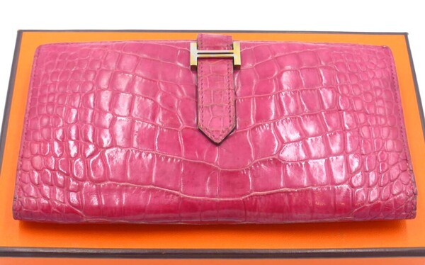 美品!HERMES エルメス 財布 ベアン スフレ アリゲーター クロコ □N刻印