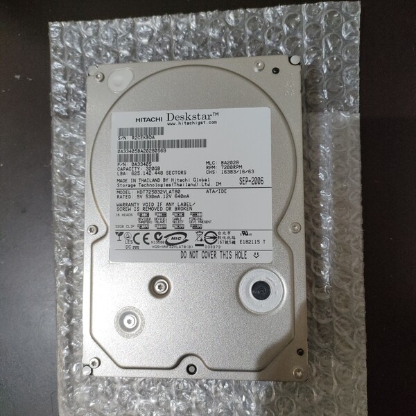 HITACHI 日立 HGST HDT725032VLAT80 Deskstar T7K500 320GB 3.5インチ IDE ATA ハードディスク
