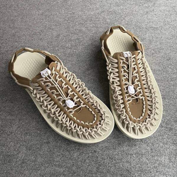 新品 37/23.5cm編み上げサンダル ゴム編みサンダル ゴムサンダル