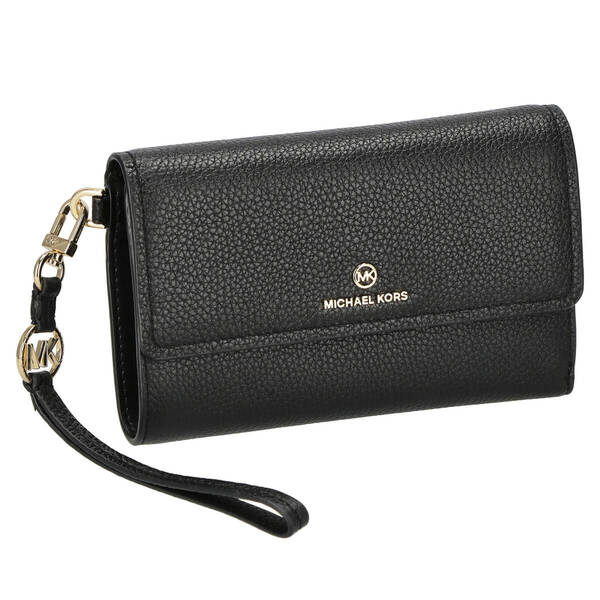 ◆MICHAEL KORS マイケルコース◆ 三つ折り財布 ミニ財布 財布 ストラップ レディース アウトレット ブラック レザー 送無 34S2GT9W7L 001