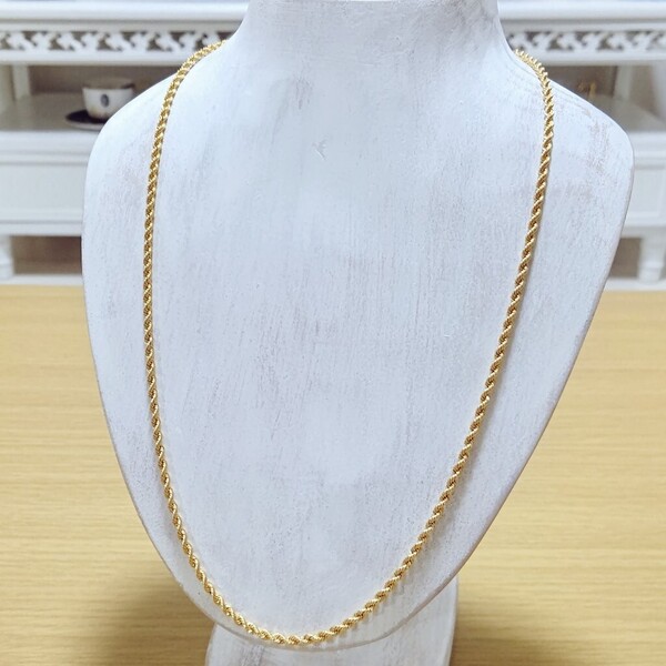 k18 パイプロープ 3.0mm 60cm メンズ ネックレス チェーン 18金 3mm