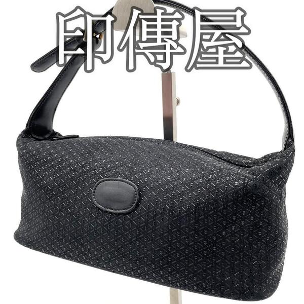 【良品】印傳屋 インデンヤ アクセサリーポーチ ハンドバッグ 黒