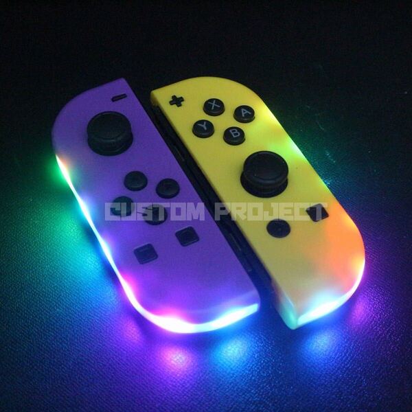 送料無料!! ニンテンドースイッチ ジョイコン パープルxオレンジ 互換 LED Joy-Con ゲーミング Nintendo switch