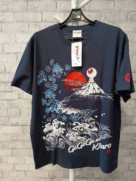LL 新品 ゲゲゲの鬼太郎 目玉おやじ 富士山 和風柄 Tシャツ メンズ
