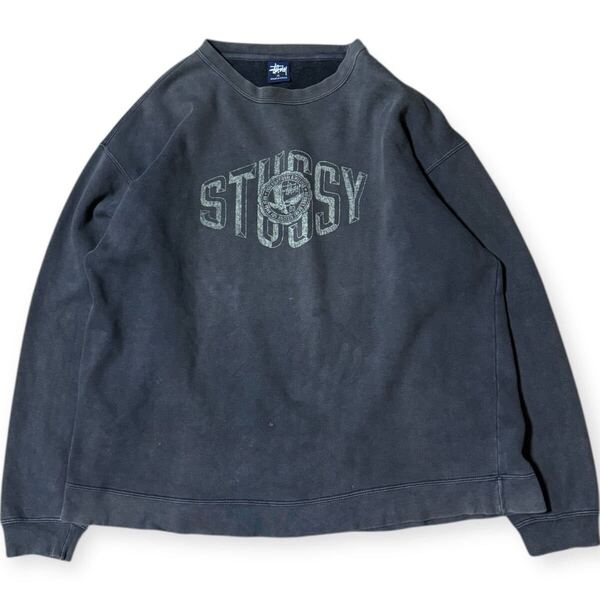 【ビッグサイズ/鬼フェード】OLD STUSSY 90s ロゴ スウェットシャツ XL グレー
