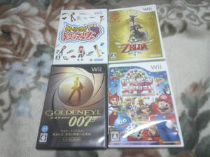 Wiiソフト「ゼルダの伝説 スカイウォードソード」「いただきストリートWii」「ゴールデンアイ 007」「めざせ!!釣りマスター」4本セット