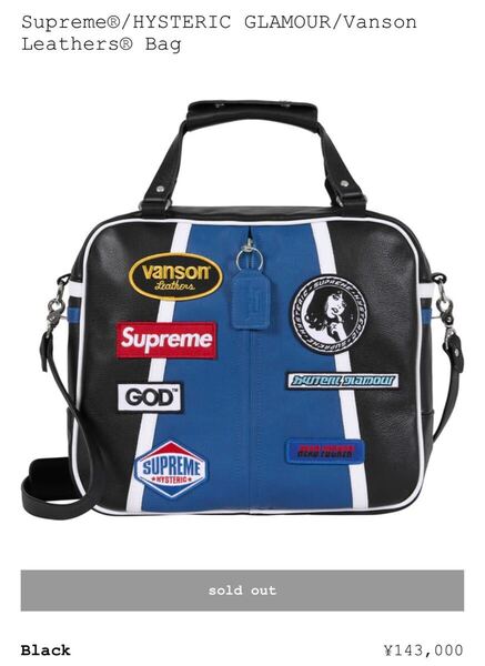 ☆Supreme × HYSTERIC GLAMOUR HG Vanson Leathers Bag Black シュプリーム ヒステリックグラマー ショルダーバッグ 鞄 新品 送料込