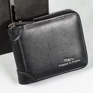 ラウンドファスナーメンズ財布、ウォレット メンズ財布 大人気 財布 定期入れポケットあり.新品*当日発送(ブラック