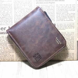 ラウンドファスナーメンズ財布、ウォレット メンズ財布 大人気 財布 高級感、新品*当日発送(濃いブラウン)