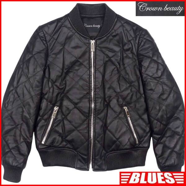 即決★Crown beauty★メンズ XXXL レザージャケット クラウンビューティー 3XL 黒 キルティング 本革 ブルゾン 本皮 ジャンパー