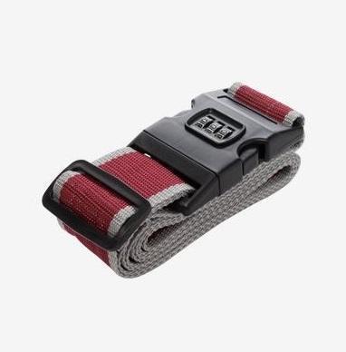 新品●ダイヤルロック 付き スーツケース ベルト バンド レッド&グレー 旅行/出張 防犯 盗難 防止