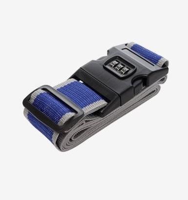 新品●ダイヤルロック 付き スーツケース ベルト バンド ブルー&グレー 出張 旅行 に 防犯 盗難 防止