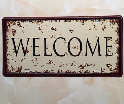 K314 新品●アメリカ雑貨 ブリキ看板 WELCOME 開店 ウェルカム サイン OPEN アンティーク ビンテージ おしゃれ