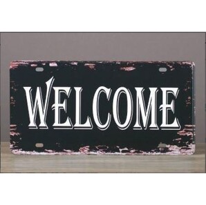 K74 新品◆アメリカン雑貨 WELCOME ブリキ看板 開店 サイン ウェルカム OPEN おしゃれ かっこいい アンティーク ビンテージ
